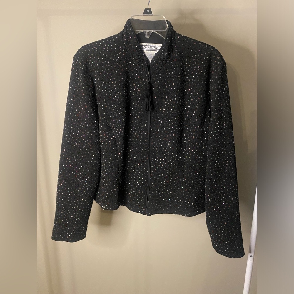 Jessica Howard vintage sparkly jacket with tassel zipper pull